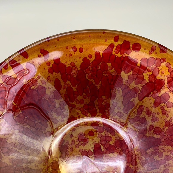 Red & Gold Glass Bowl, Large Size & EUC! - Picture 2 of 5